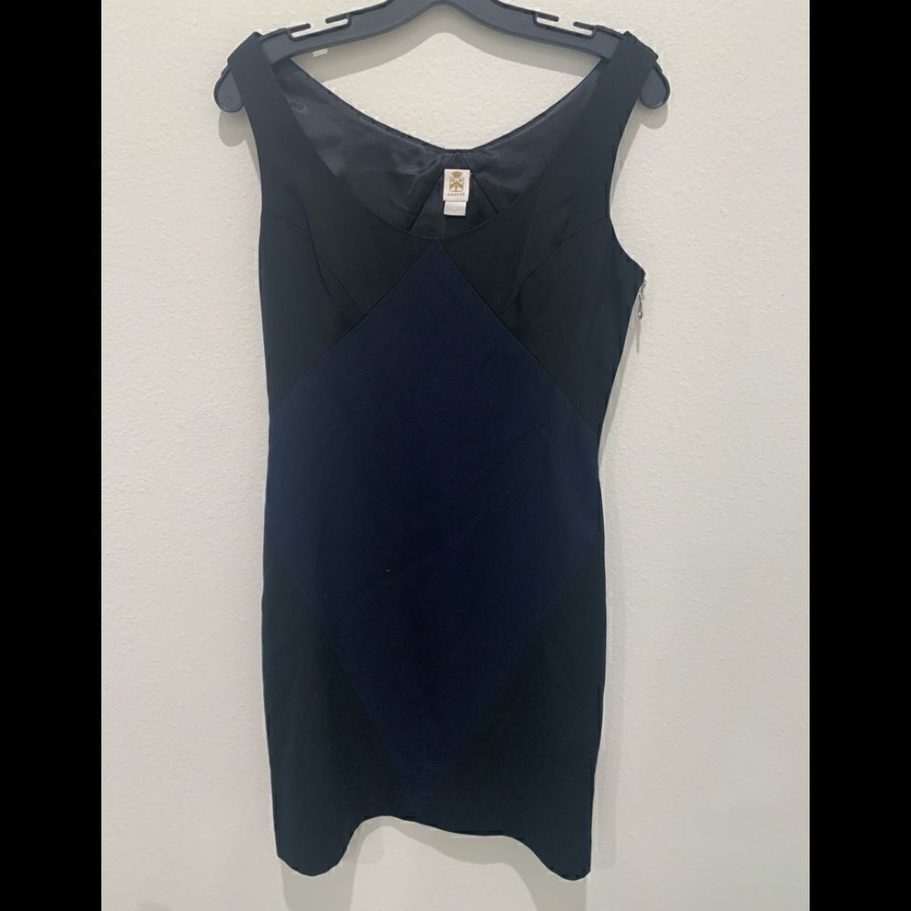 Abaete Black Navy Blue Colorblock Dress Party Sheath size 6